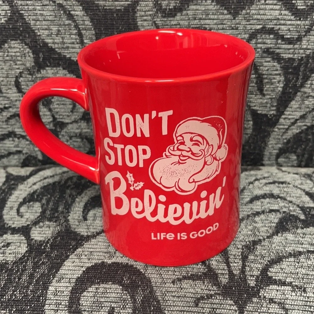 Life is Good Christmas Santa/Moose Mug Set New
